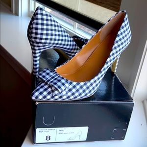 NIB J. Crew Gingham Bow Heels Pumps Sz  8